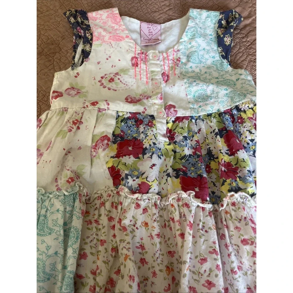 CUTEY COUTURE Whimsical Layered Multi Pattern Ruffled TWIRL DRESS 5/6‎ Years